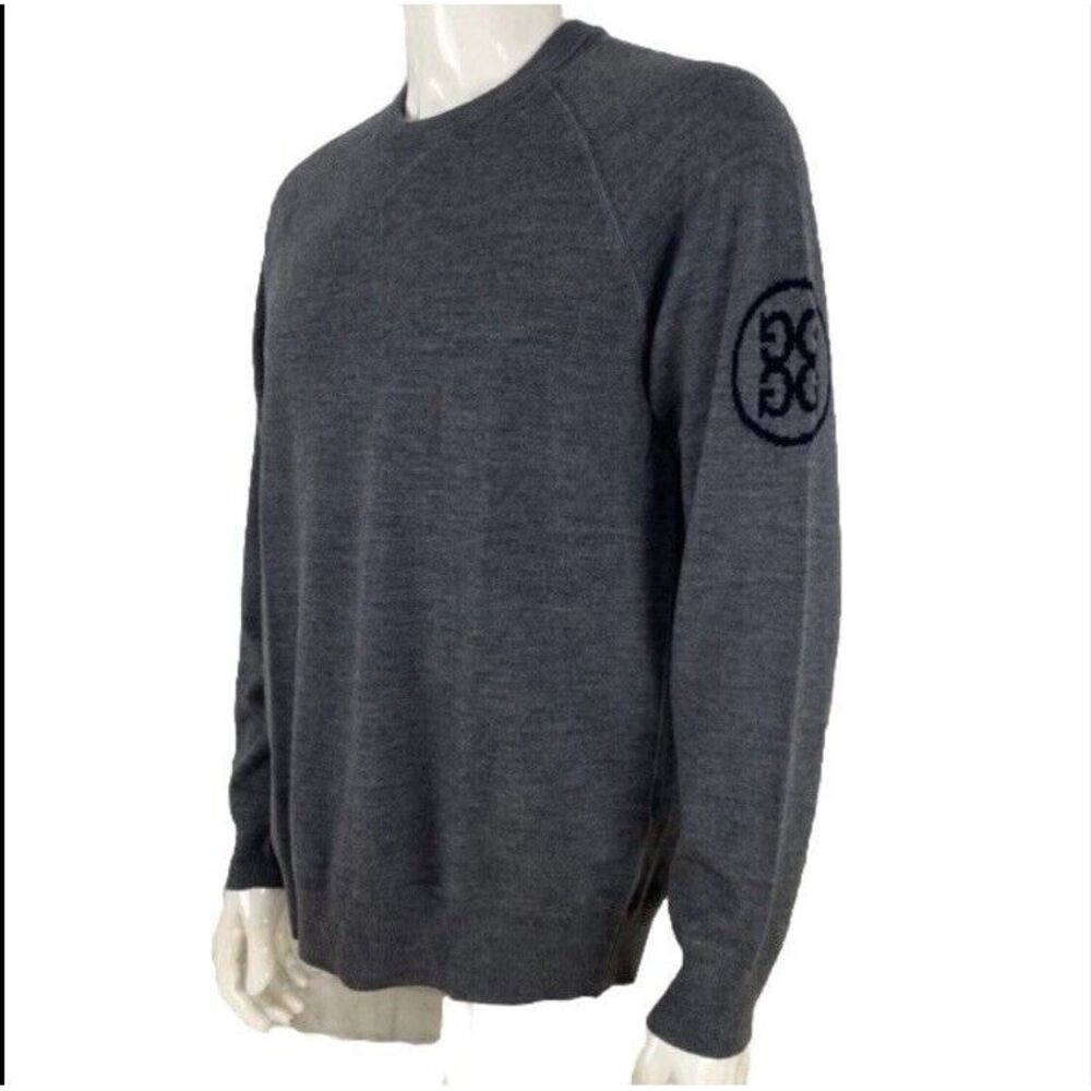 G/Fore Sweater Men's XL Gray 100% Wool Pullover Long Sleeve Crew Neck‎ Logo NWT